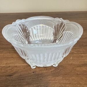 Clear Textured Glass Bowl - Decorative Serving Dish